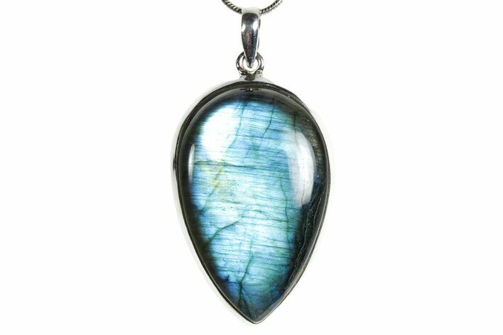 Brilliant Blue Labradorite Pendant with Chain #353887